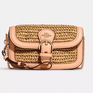 Coach C9925 Kleo Crossbody in Gold/Natural/Faded Blush Straw Woven